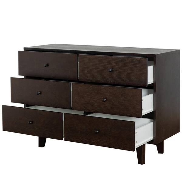 Retro Brown 6-Drawer 53 in. Wide Dresser Storge Cabinet Retro Brown 6-Drawer 53 in. Wide Dresser Storge Cabinet