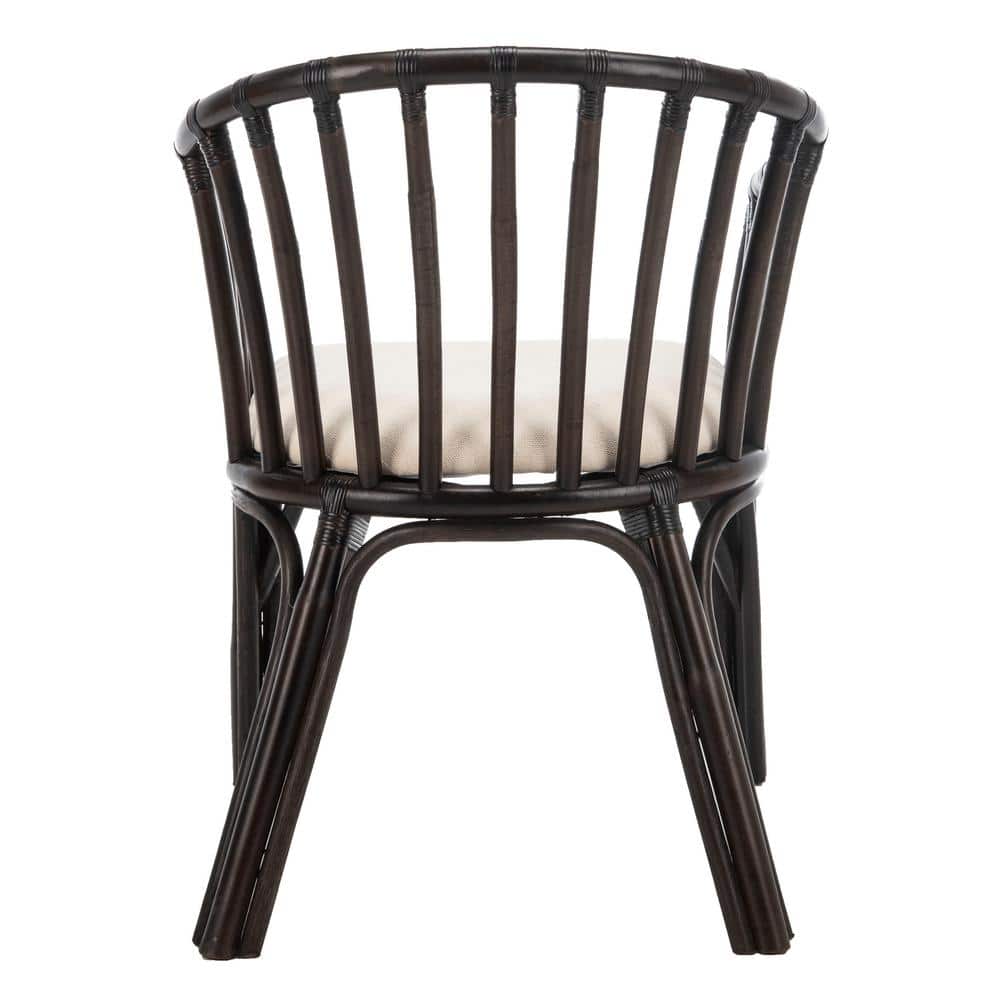 Transitional Gino Arm Chair in Dark Brown with White Cotton Cushion