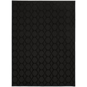 Sparta Black 8 ft. x 10 ft. Casual Tuffted Solid Color Trellis Polypropylene Area Rug