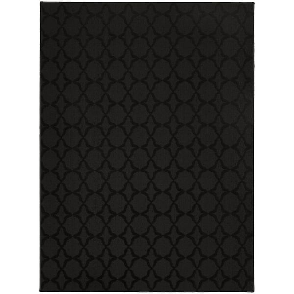 Garland Rug Sparta Black 8 ft. x 10 ft. Casual Tuffted Solid Color Trellis Polypropylene Area Rug