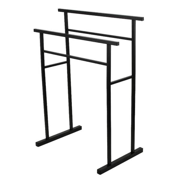 Kingston Brass Edenscape 2-Bar Freestanding Towel Rack in Matte Black