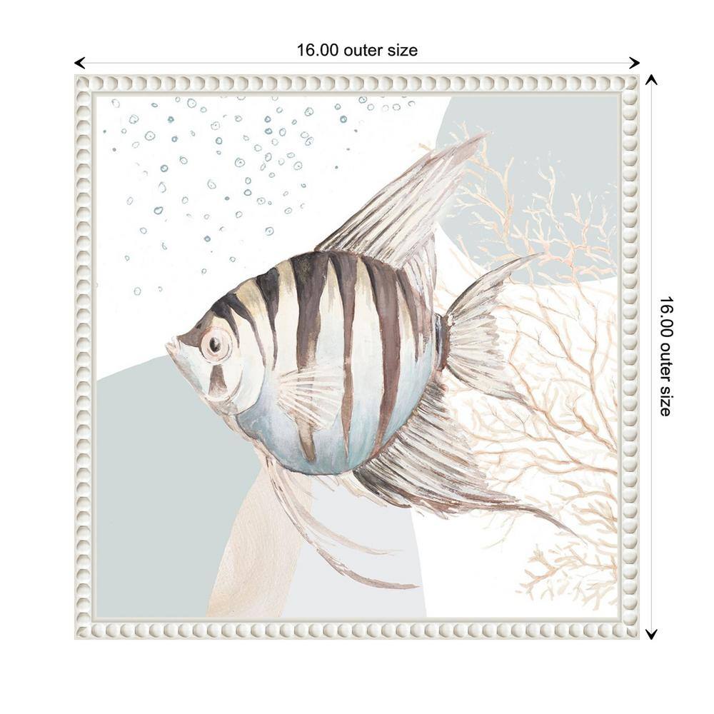 Ocean Oasis Bubbles Striped Fish Canvas Wall Art with White Frame