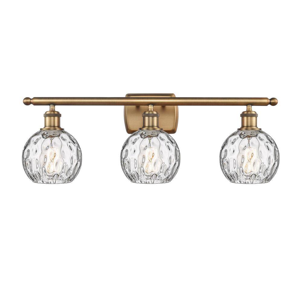 Athens Water Glass 26 in. 3-Light Brushed Brass Vanity Light with Glass Shade price history on PriceWatchPro