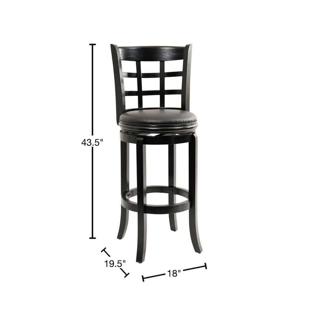 Kyoto 29" Black Swivel Barstool with Leather Seat