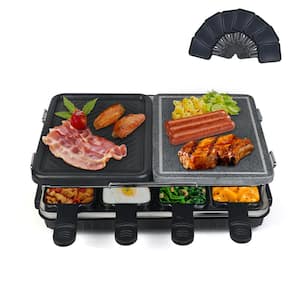 8 Person Electric Grill, with Non-Stick Grilling Plate & Cooking Stone, Cook Meat & Veggies at Once