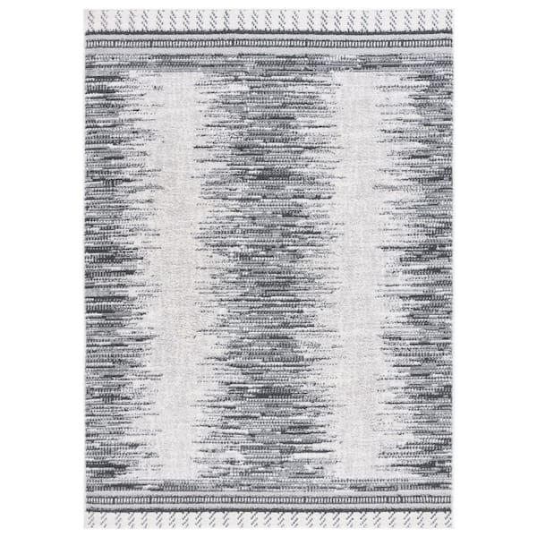 Alamo 9 ft. x 12 ft. Gray/Charcoal Horizontal Transitional Area Rug