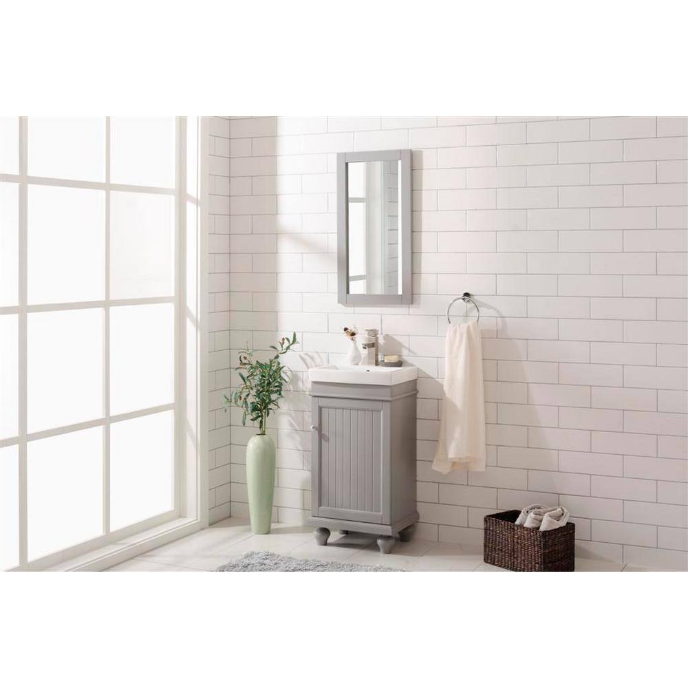 Gray Freestanding Vanity with White Ceramic Sink