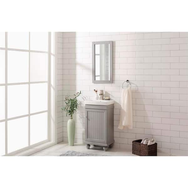 17.5 in. W Vanity in Gray with Ceramic Integrated Vanity Top in White with White Basin
