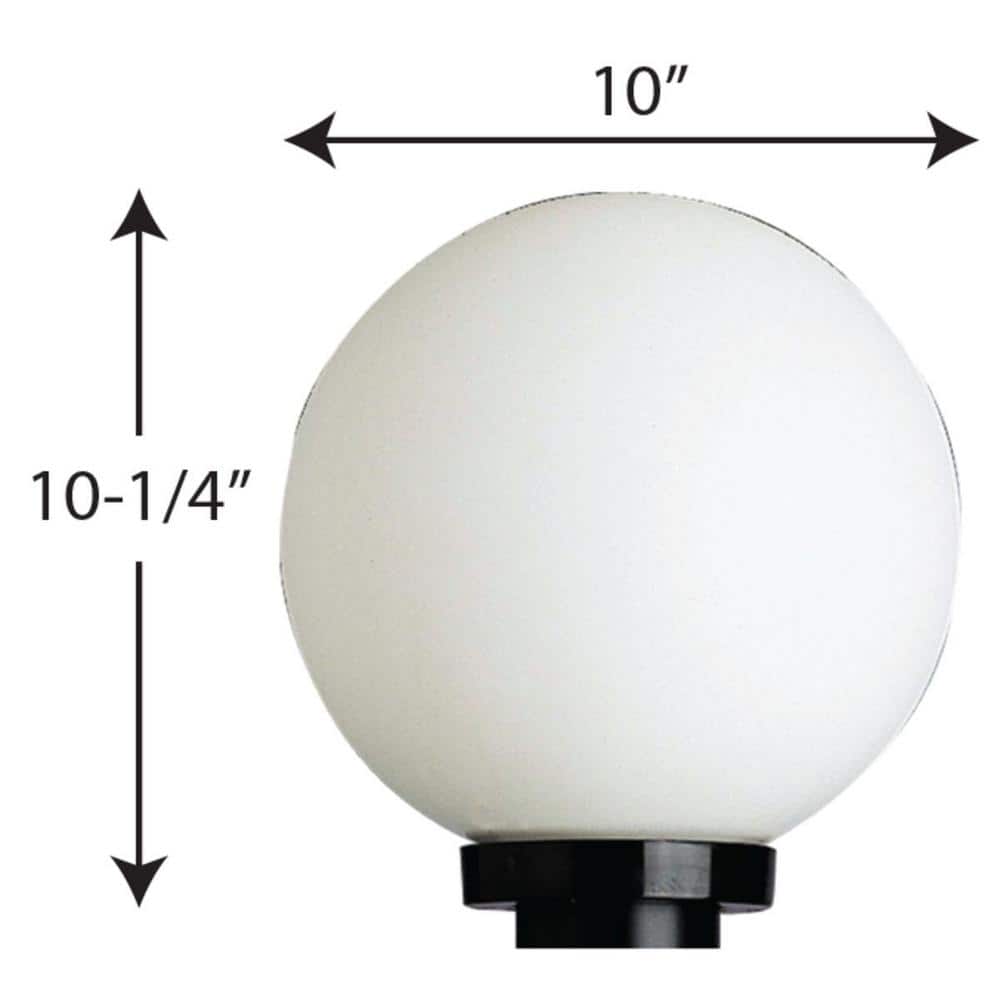 Black Polycarbonate Outdoor Globe Post Lantern, 10 Inches