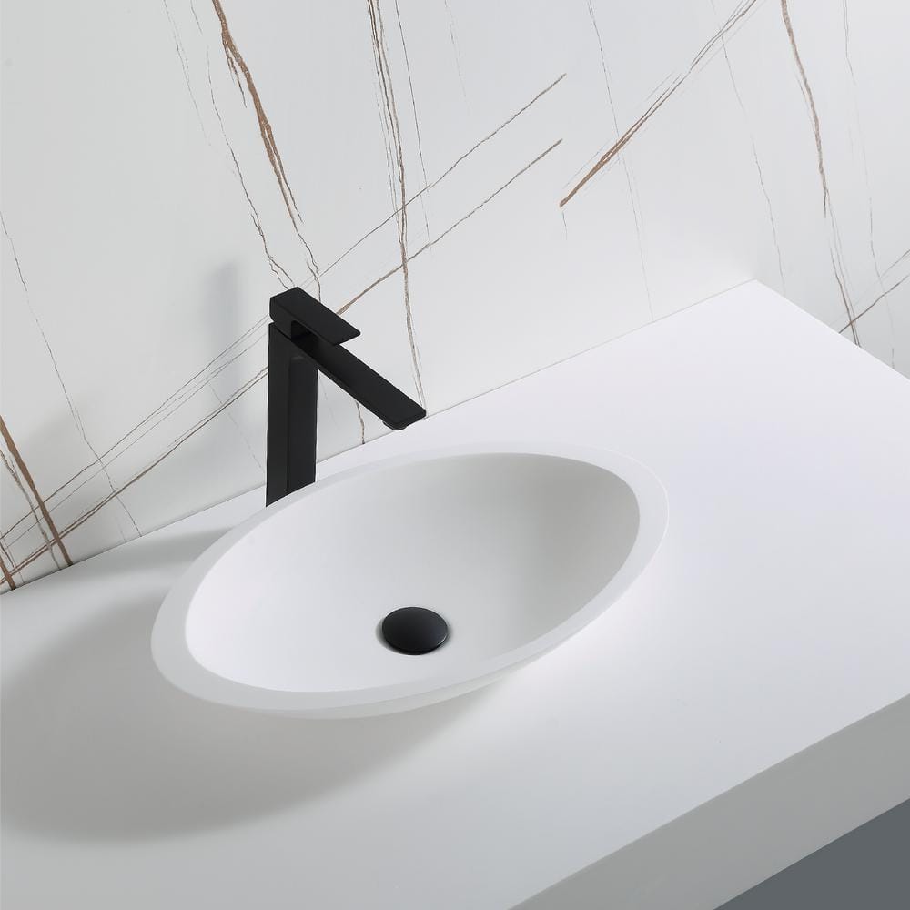 Matte White Acrylic 23" Oval Above-Counter Vessel Sink