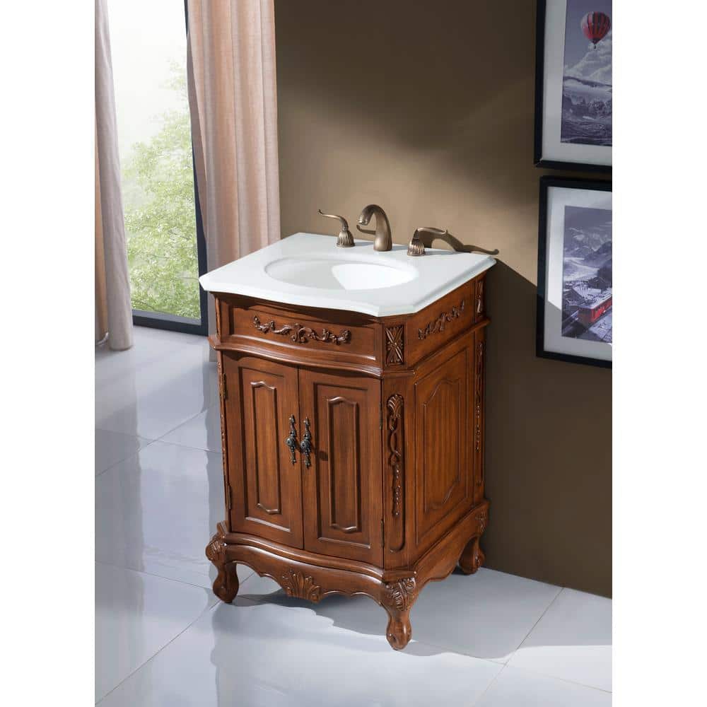 Simply Living 24 in. W x 21 in. D x 36 in. H Bath Vanity in Teak with Ivory