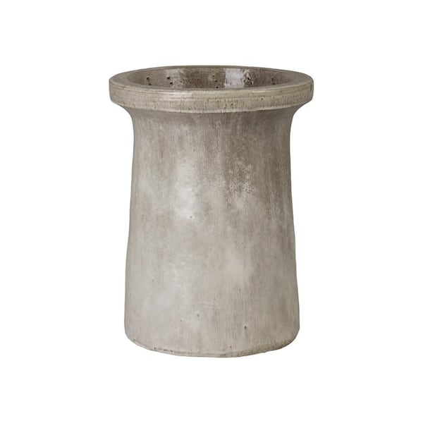 Emissary 16 in. L x 21 in. H Gray Ceramic Round Planter with High-fire treatment