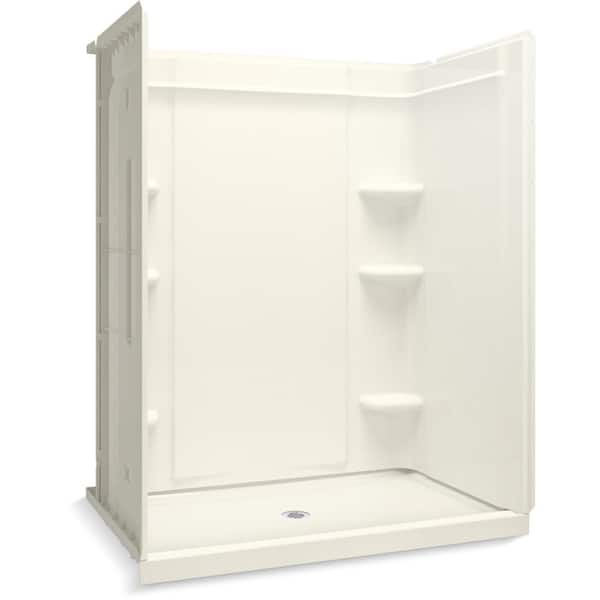 KOHLER Medley 60 in. W x 75.5 in. H 4-Piece Construction Glue Up Vikrell Alcove Shower Wall Surround in Biscuit