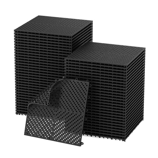 12 in. x 12 in. Interlocking Drainage Floor Tile Set, Anti-Slip PVC for Patio, Garage and Pool Areas (60-Pack)