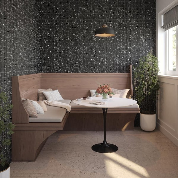 Doric Marquina 11.5 in. x 11.875 in. Stack Black Matte Glass Wall Mosaic Tile (14.22 sq. ft./Case)