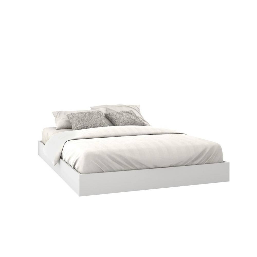 Nexera Snooze 81.75 in. W White Melamine Queen Size Wood Frame Platform