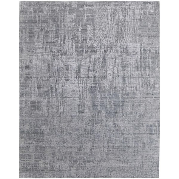 4 ft. x 6 ft. Light Blue, Silver Abstract Area Rug