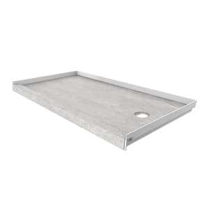 30 in. L x 60 in. W Single Threshold Alcove Shower Pan Base with Right Hand Drain in Tundra