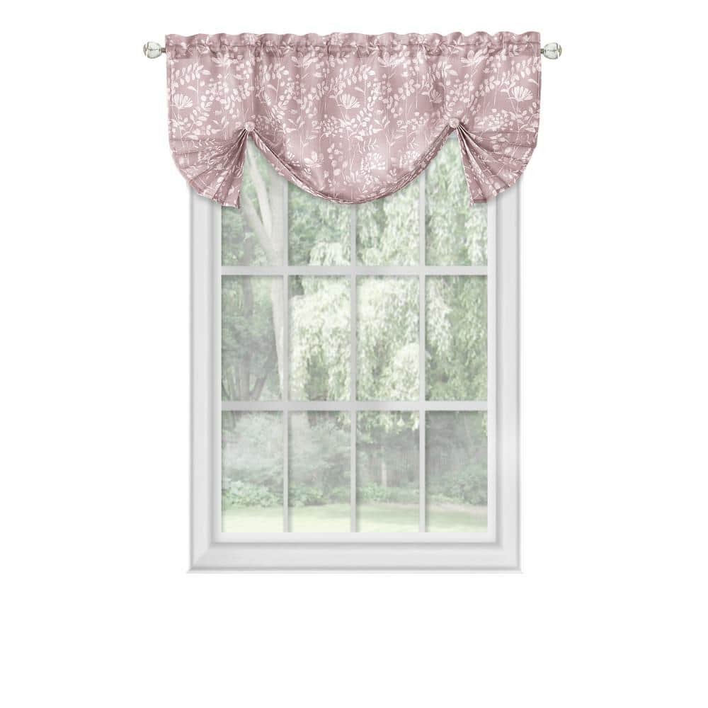 Blush Polyester Rod Pocket Waterfall Valance, Sill Length