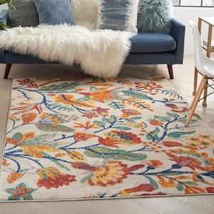 Allur Ivory Multicolor 5 ft. x 7 ft. Floral Contemporary Area Rug