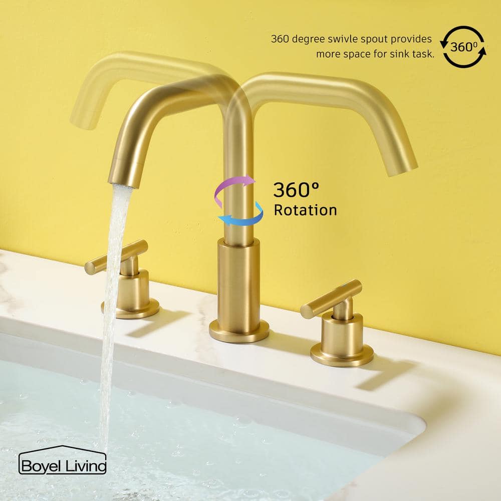 Brushed Gold Solid Brass Widespread Bathroom Faucet