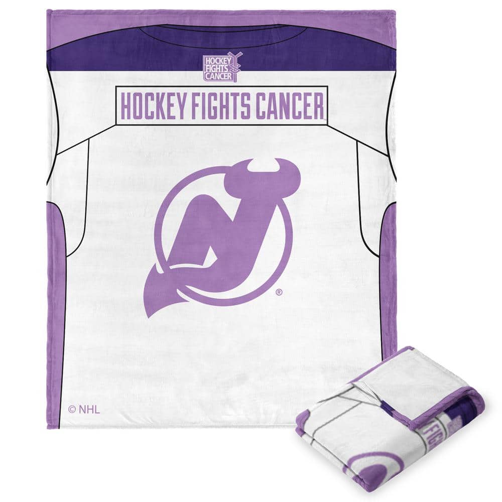 NHL Hockey Fights Cancer Jersey Devils Silk Touch Multi-color Throw