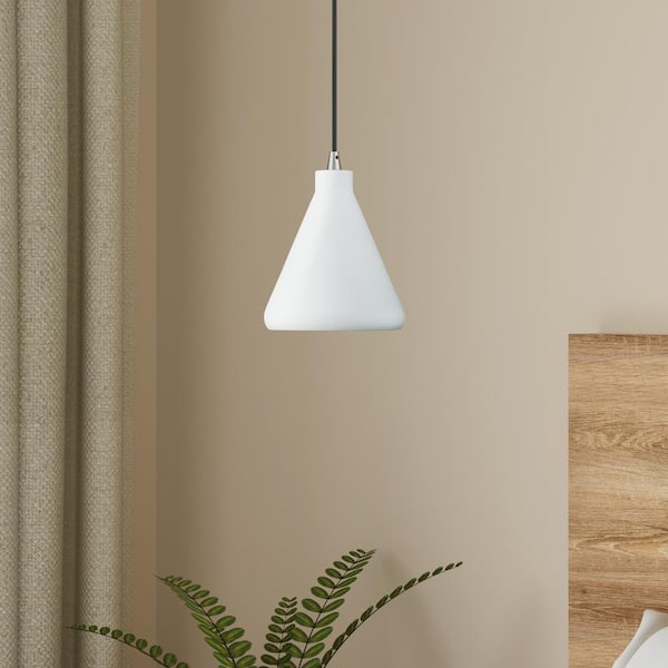 Livex Lighting Geneva 1-Light White Cone Mini Pendant Light with
