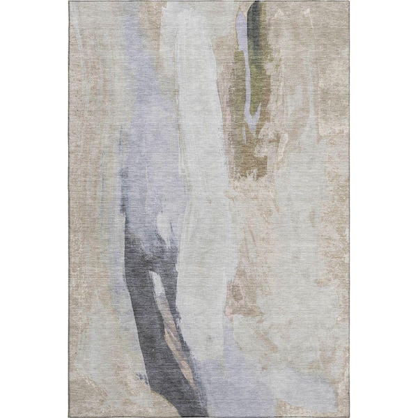 Mayfield Premium Machine Washable Abstract AMF1987 Ivory 10 ft. x 14 ft. Area Rug