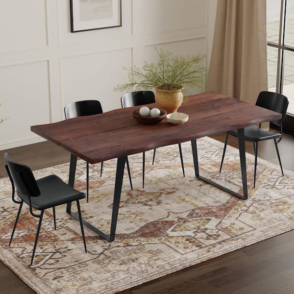 Simpli Home Delta Modern Industrial Dark Walnut Wood 72 in