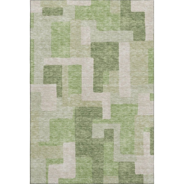 Addison Rugs Mayfield Premium Machine Washable Abstract AMF955 Green 8 ft. x 10 ft. Area Rug