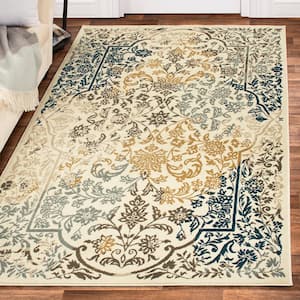 Ariza Ivory 4 ft. x 5 ft. 7 in. Transitional Floral Indoor Area Rug