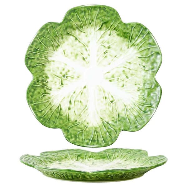 食器 miwa ito / Doodled Dish green JFVKAF Green Cabbage Texture Round Ceramic Salad Plate Porcelain