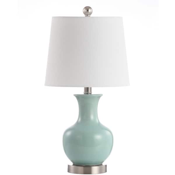 SAFAVIEH Soren 22 in. Light Blue Gourd Table Lamp wit Off-White Shade