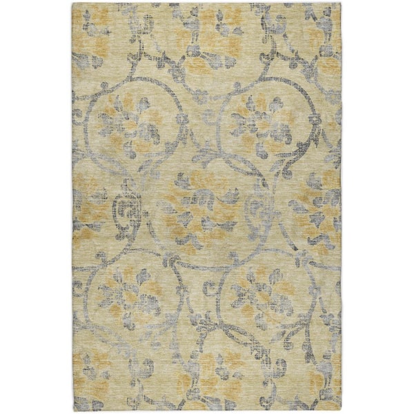 Dream Shag Premium Machine Washable Abstract ADS762 Gold 9 ft. x 12 ft. Area Rug