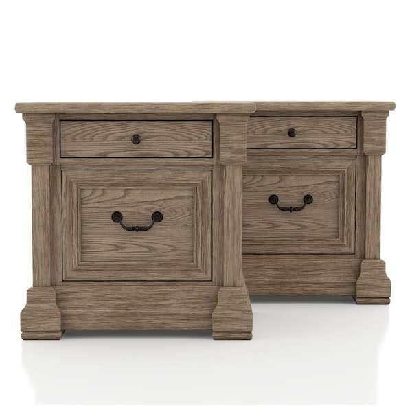 Catsu Weathered Gray 2-Drawer Nightstand with Felt Lined Drawer (Set of 2)