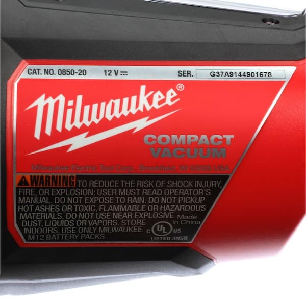 Milwaukee M12 12-Volt Lithium-Ion Cordless Compact Vacuum (Tool 