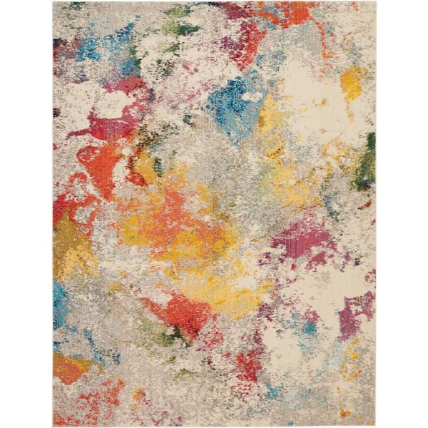 Celestial Janelle Ivory/Multicolor 8 ft. x 11 ft. Abstract Art Deco Area Rug