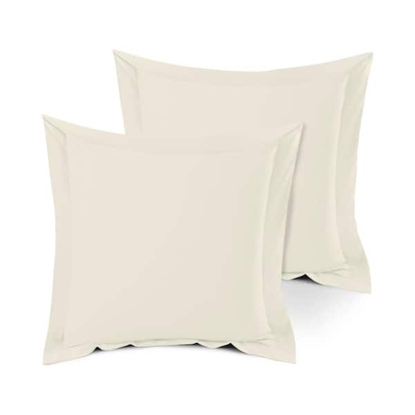 A1 Home Collections A1HC GOTS Certified Sateen Weave Single Ply Ivory 300TC Organic Cotton Euro Sham Pair