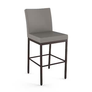 Perry Plus 30" Taupe Grey Faux Leather / Dark Brown Metal Bar Stool