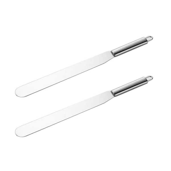 Stainless Steel Silver Straight Icing Spatula Foodservice High Polish Finish with Ergonomic Handle Set of 2