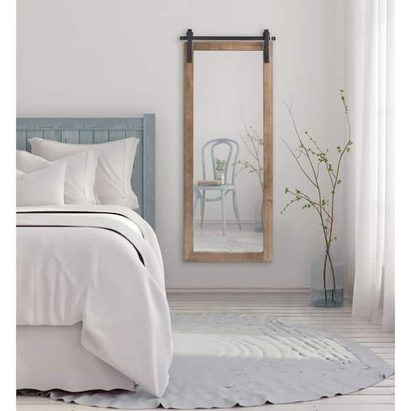 Cates 48 in. x 18 in. Classic Rectangle Framed Rustic Brown Wall Mirror