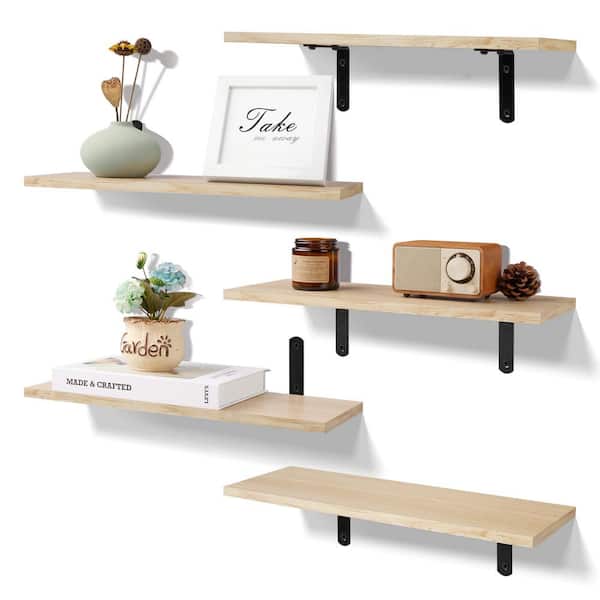 Unbranded 16.5 in. W x 5.9 in. D Floating Shelves for Wall Decor Storage Wall Mounted Shelves Set of 5 Decorative Wall Shelf