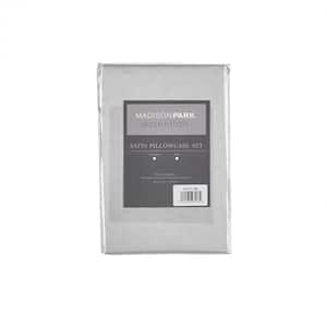 Satin 2-Piece Light Grey Microfiber Standard Luxury 2 PC Pillowcases