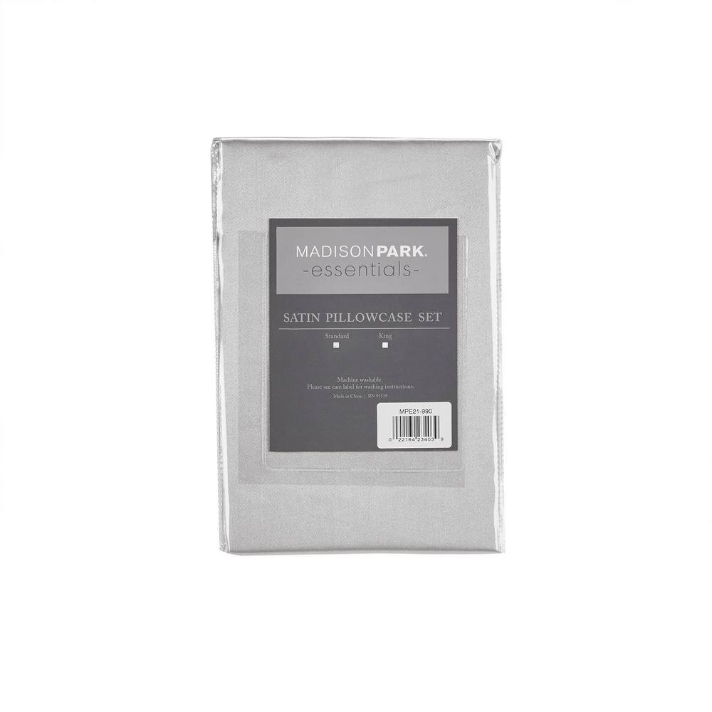 Light Gray Satin Standard Pillowcase Set