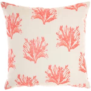 Outdoor Pillows Coral Graphic Print Handmade 18 in. x 18 in. Throw Pillow