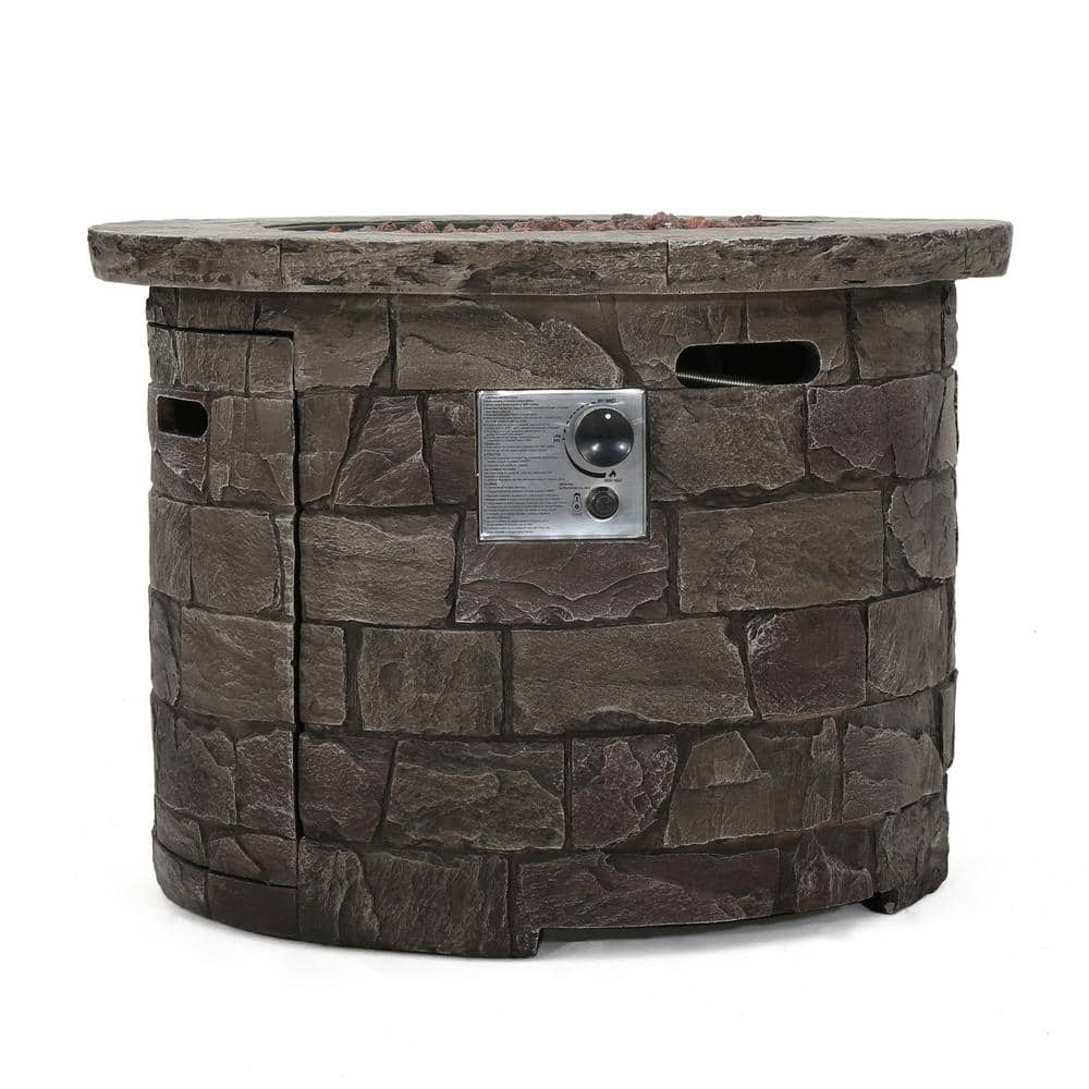 Stillwater 33" Circular Natural Stone Gas Fire Pit