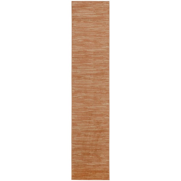 Nourison Essentials Rust 2 ft. x 8 ft. Abstract Contemporary Runner Indoor/Outdoor Area Rug