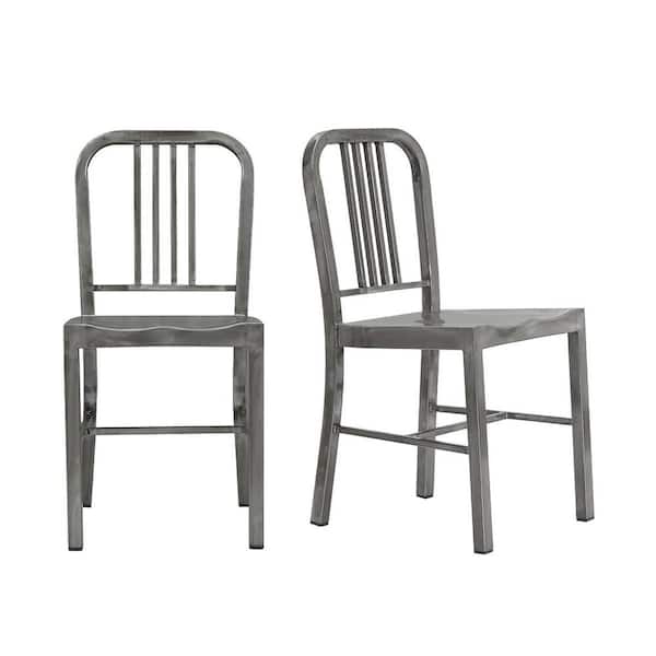Stylewell Kipling Metal Gray Dining Chair Set Of 2 15 94 In W X 32 67 H Cm806 18 Gmg The Home Depot Stylewell Kipling Metal Gray, Gray Metal Dining Chairs