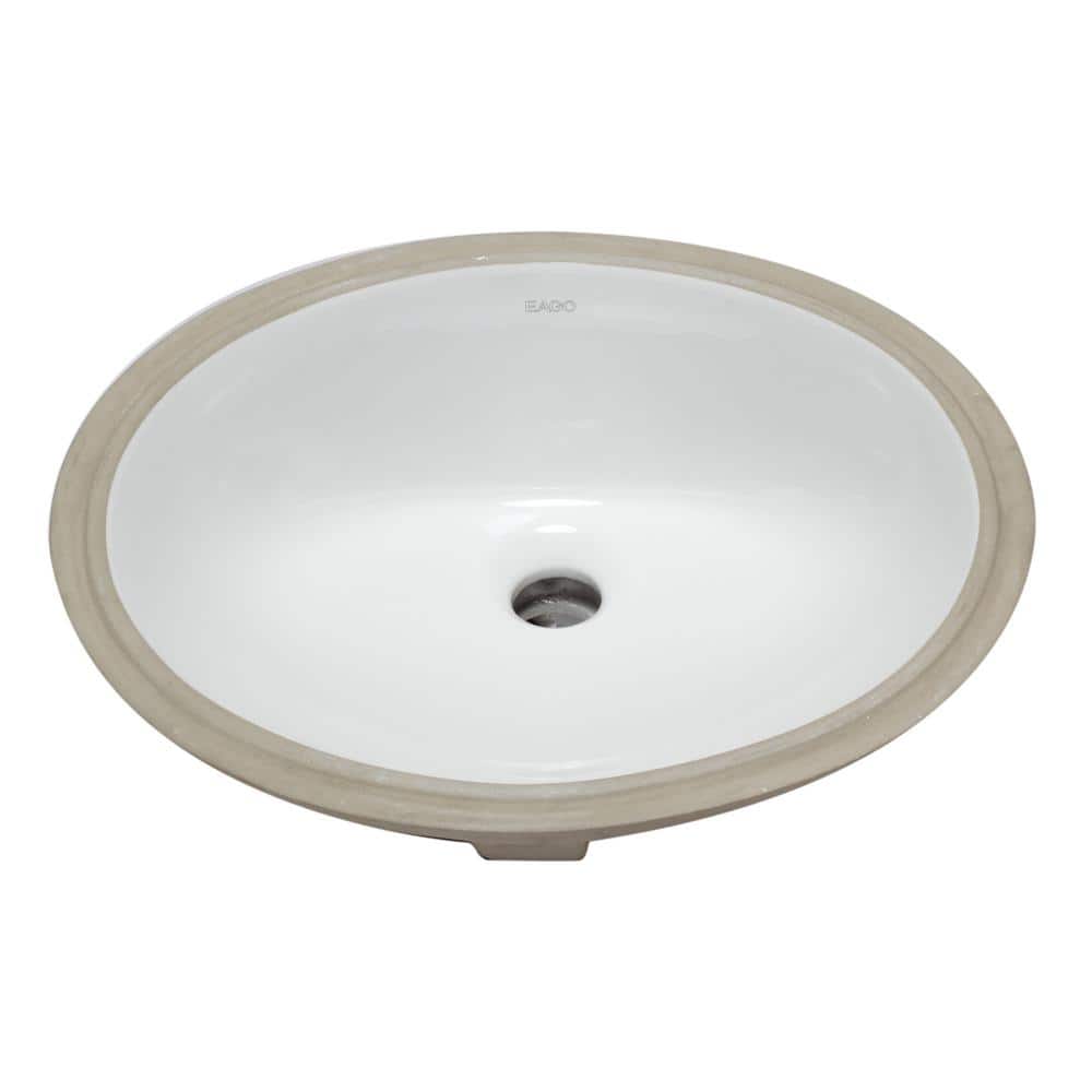 EAGO 18'' White Ceramic Oval Undermount Bathroom Sink