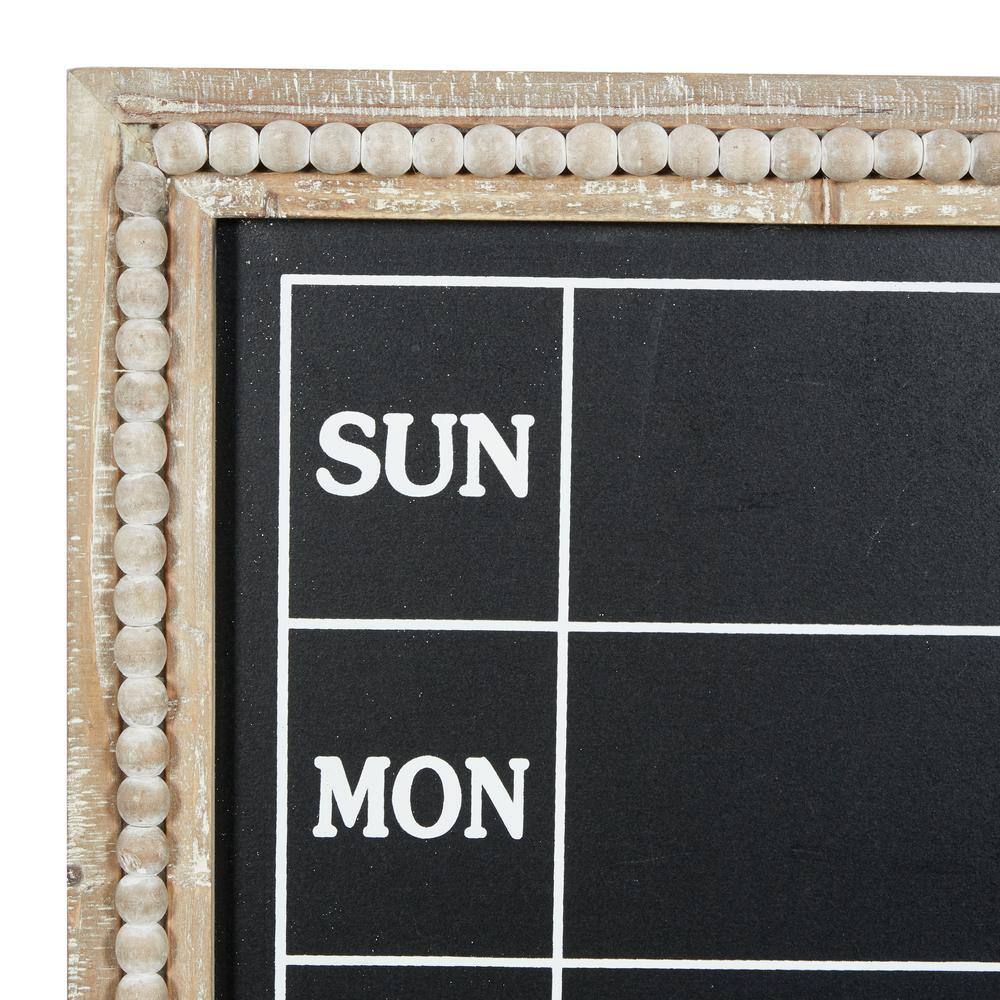 Brown Wood Beaded Framed Weekly Calendar Chalkboard